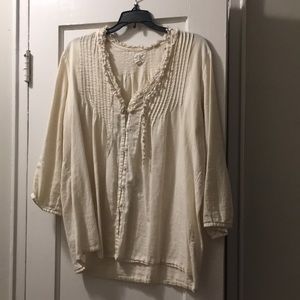 Anthropologie Cream Threaded Top